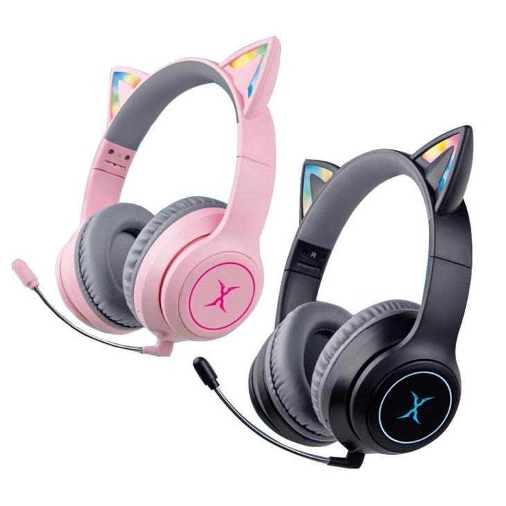 Foxxray FXR-HAB-10 炫喵響狐 低延遲 藍芽 無線電競耳機 粉色 黑色 無線耳機 耳罩式 光華商場-細節圖2