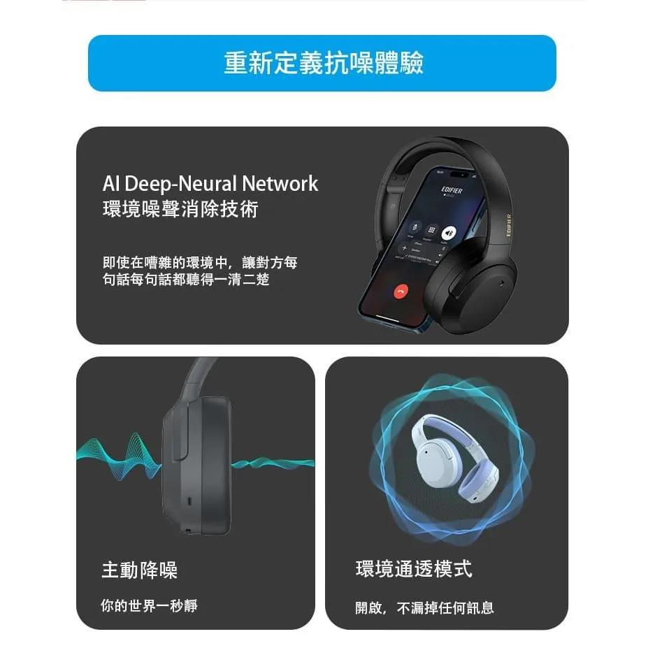 EDIFIER 漫步者 W820NB Plus 抗噪雙金標藍牙耳罩 藍芽耳機 耳罩式 遊戲耳機 降噪 通透 光華商場-細節圖4