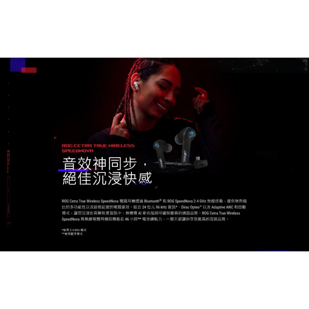 ASUS 華碩 ROG Cetra True Wireless SpeedNova 真無線藍芽耳機 藍芽耳機-細節圖3