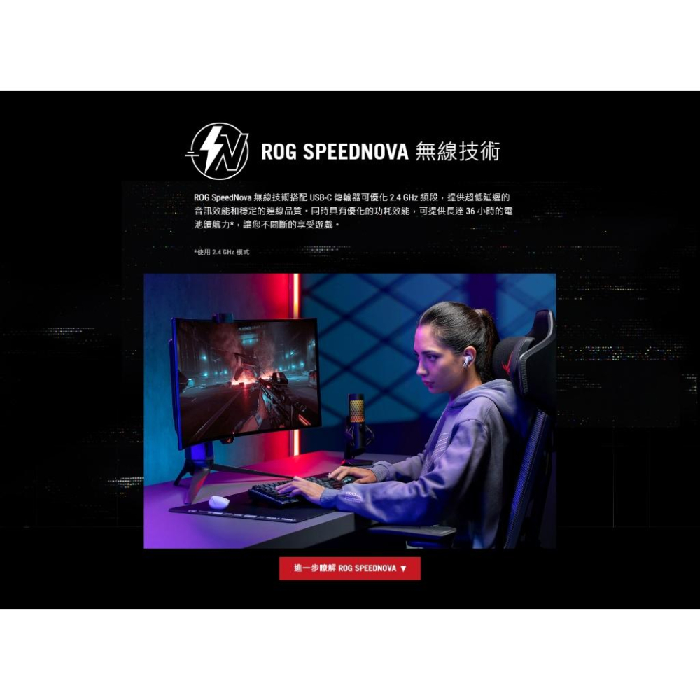 ASUS 華碩 ROG Cetra True Wireless SpeedNova 真無線藍芽耳機 藍芽耳機-細節圖5
