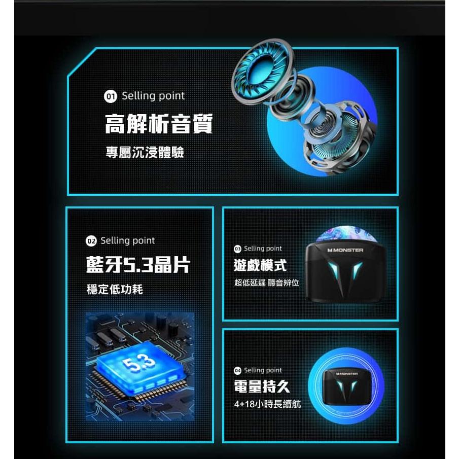 MONSTER 魔聲 MON-XKT06-BK 重低音藍牙耳機 藍芽耳機 藍牙5.3 人體工學 入耳式耳機 光華商場-細節圖4