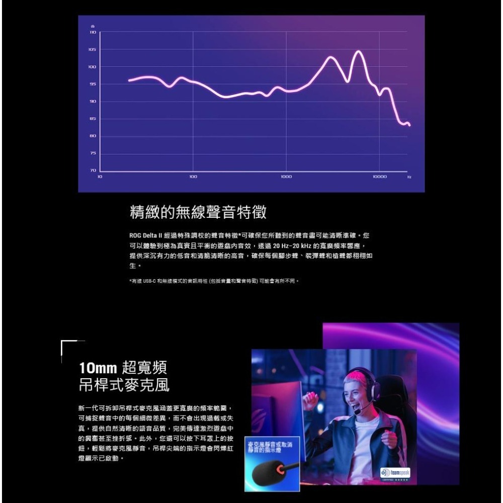 ASUS 華碩 ROG Pelta 三模電競耳機 無線耳機 遊戲耳機 電競耳機 多平台 無線電競耳機 公司貨 光華-細節圖6