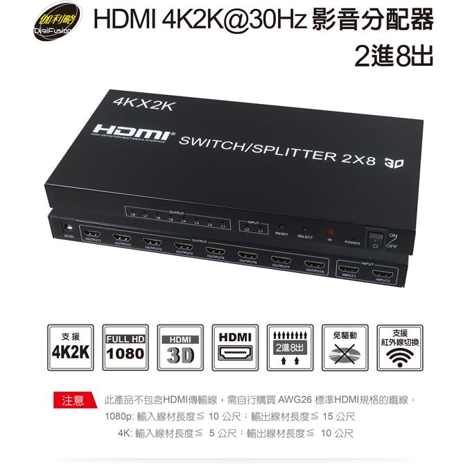 伽利略 HDS208A HDMI FHD 1080p 影音分配器 2進8出 畫面 螢幕 切換器 轉換器 光華商場-細節圖3