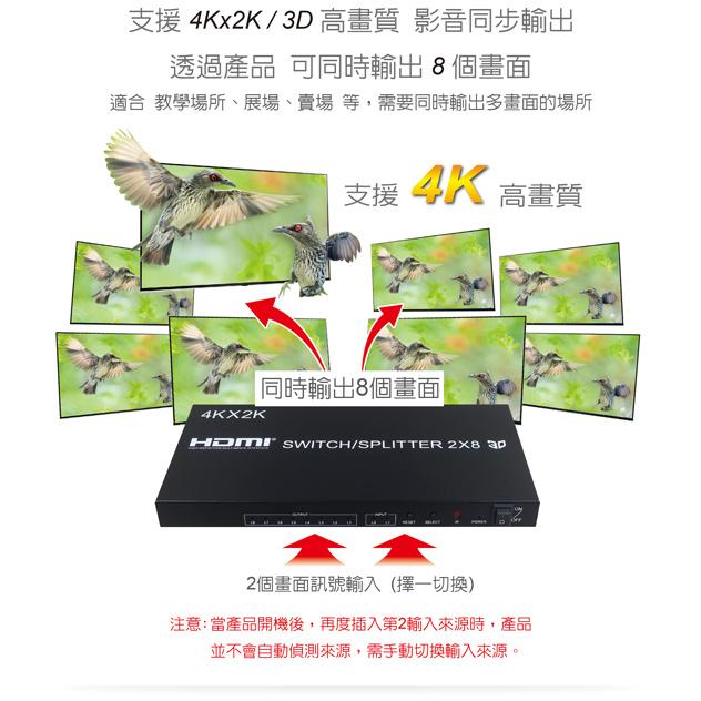 伽利略 HDS208A HDMI FHD 1080p 影音分配器 2進8出 畫面 螢幕 切換器 轉換器 光華商場-細節圖5