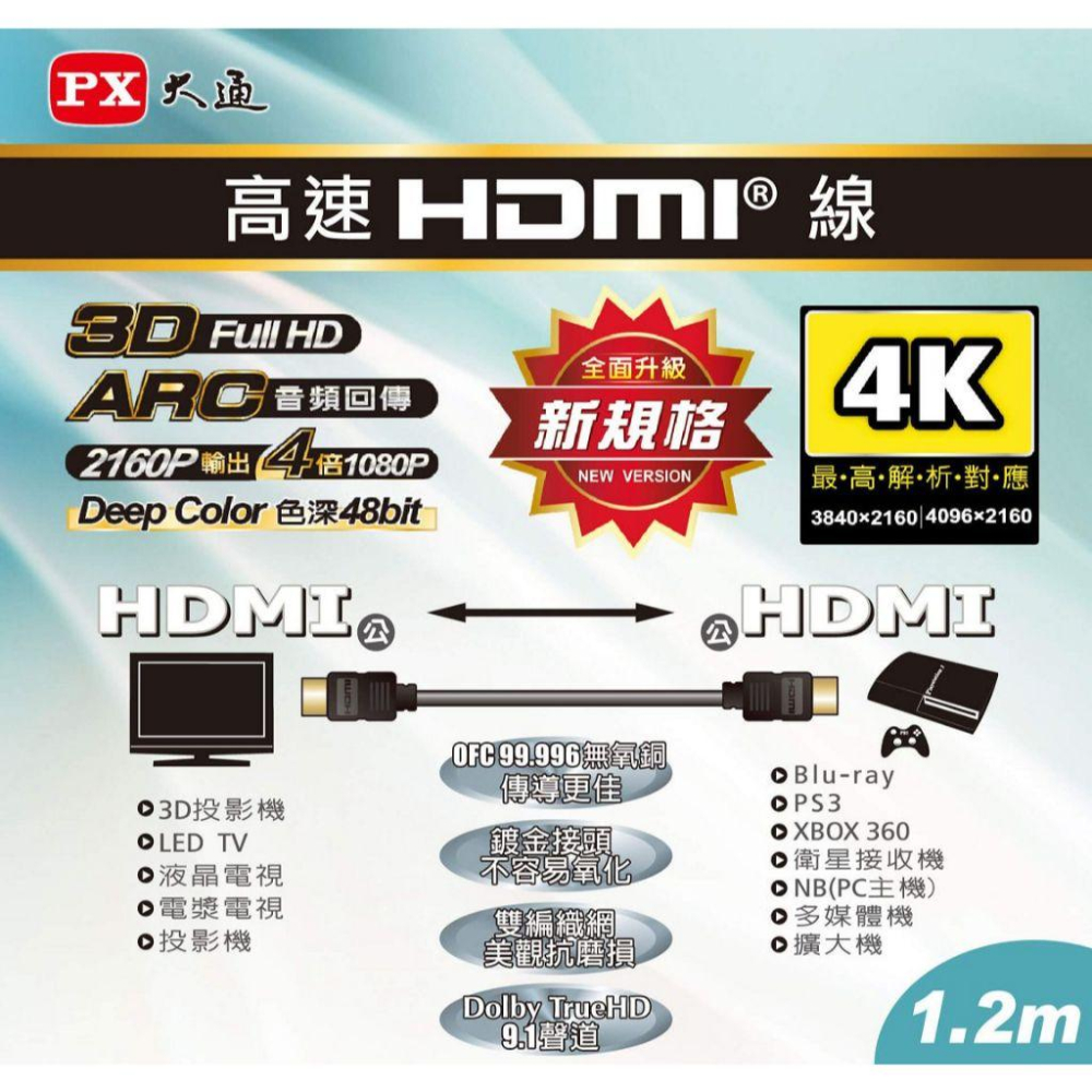 PX 大通 HDMI-MM－4K@60 HDMI 2.0 影音傳輸線 1.2m-2m／3m／5m-10m 螢幕線 影音線-細節圖6
