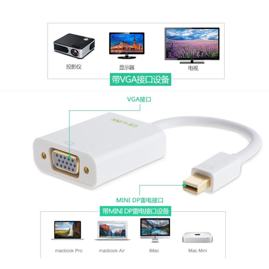 CE-LINK MiniDP to VGA 轉接線 轉接頭  mini DP display MAC 線材-細節圖2