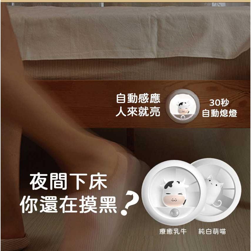 Intopic 廣鼎 GW-SL-001 純白萌喵 療癒乳牛 自動感應 小夜燈 床頭燈 磁吸式 人體感應 光華商場-細節圖3