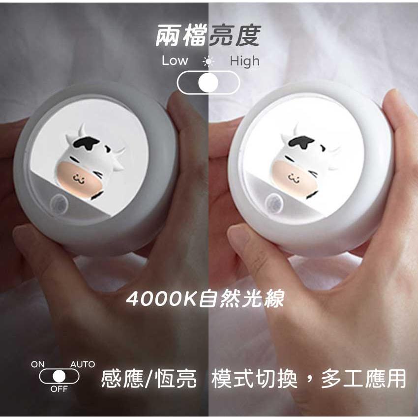 Intopic 廣鼎 GW-SL-001 純白萌喵 療癒乳牛 自動感應 小夜燈 床頭燈 磁吸式 人體感應 光華商場-細節圖5
