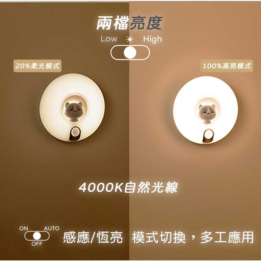Intopic 廣鼎 GW-SL-002 微笑灰喵 自動感應 小夜燈 床頭燈 磁吸式 感應燈 人體感應 光華商場-細節圖6