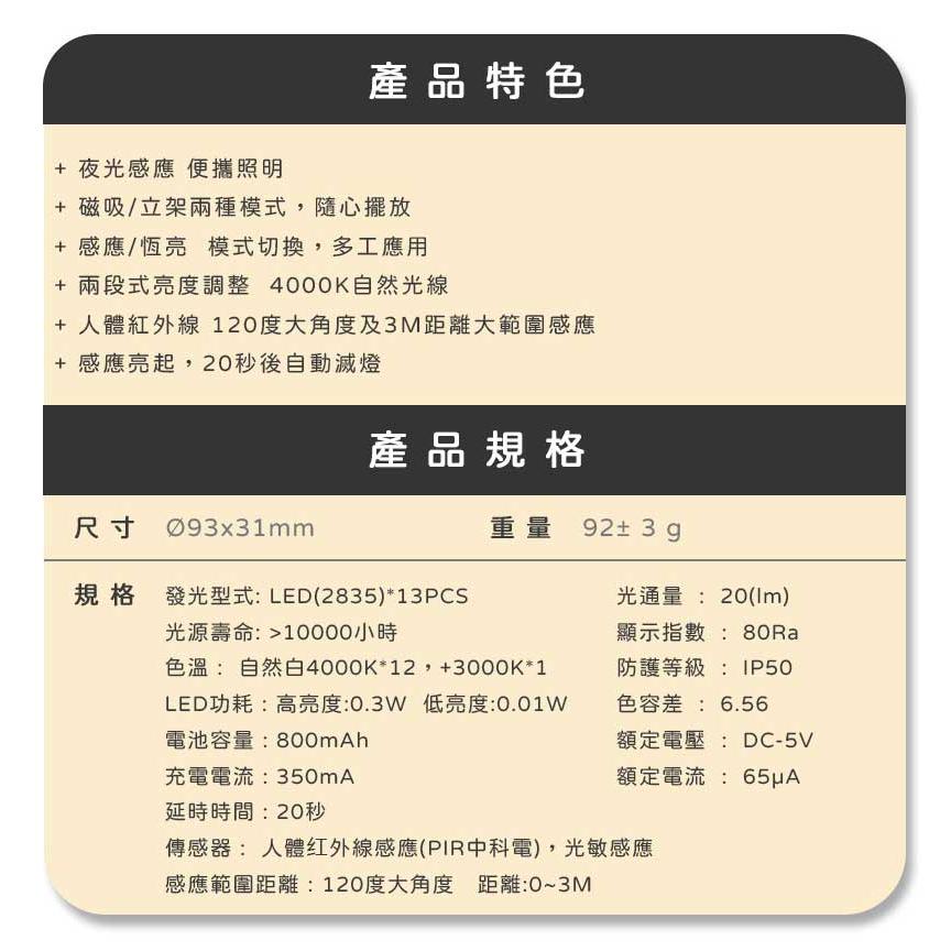 Intopic 廣鼎 GW-SL-002 微笑灰喵 自動感應 小夜燈 床頭燈 磁吸式 感應燈 人體感應 光華商場-細節圖8