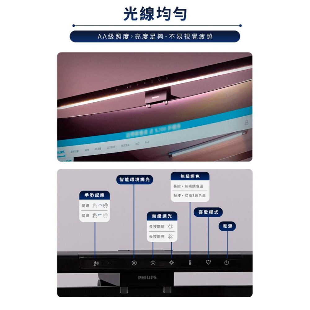 Philips 飛利浦 PAS351 軒笛螢幕智能掛燈 螢幕掛燈 軒笛 飛利浦掛燈 顯示器掛燈 電腦掛燈 光華商場-細節圖7