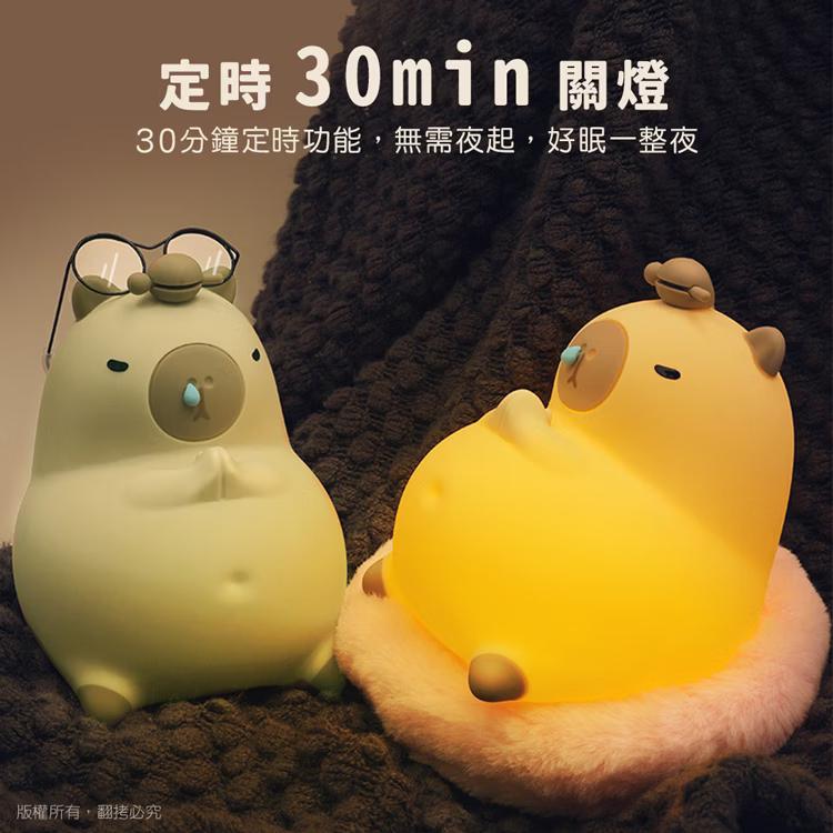 aibo 鈞嵐 USB-LI-77 佛系木魚系 卡皮巴拉 水豚 LED拍拍夜燈 USB充電 小夜燈 床頭燈 拍拍燈 光華-細節圖7