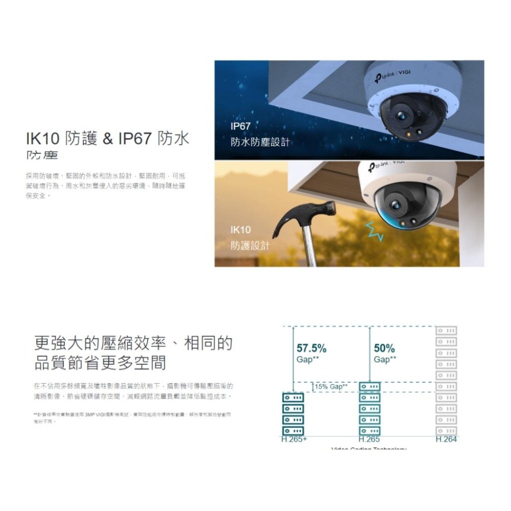 TP-Link VIGI C240 4MP POE 全彩球型 商用網路監視器 監控攝影機 監視器  攝影機 光華-細節圖6