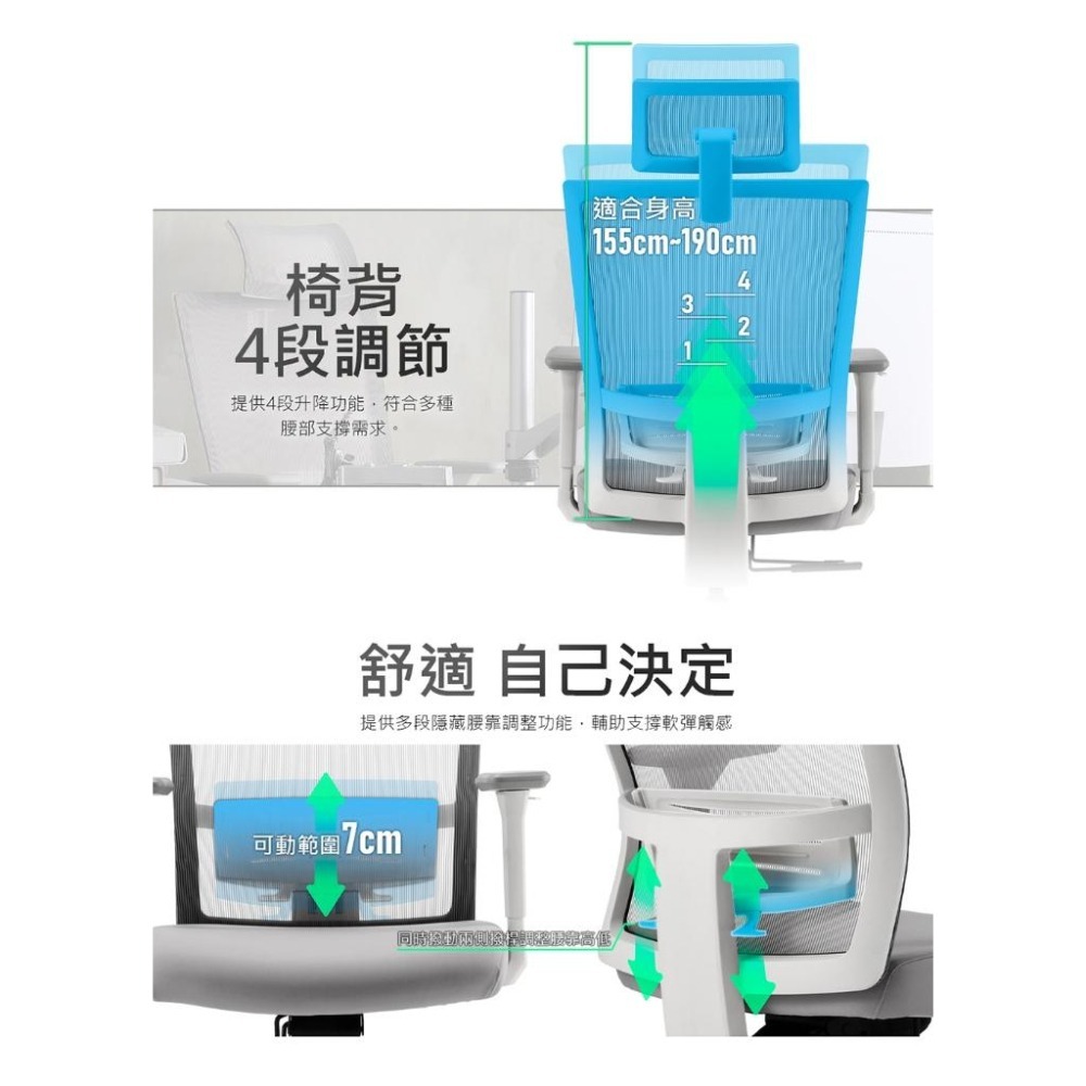 【領卷現折】iRocks 艾芮克 T03 NEO 人體工學辦公椅 人體工學椅 辦公椅 電腦椅 紡紗白 3D頭枕 光華商場-細節圖5