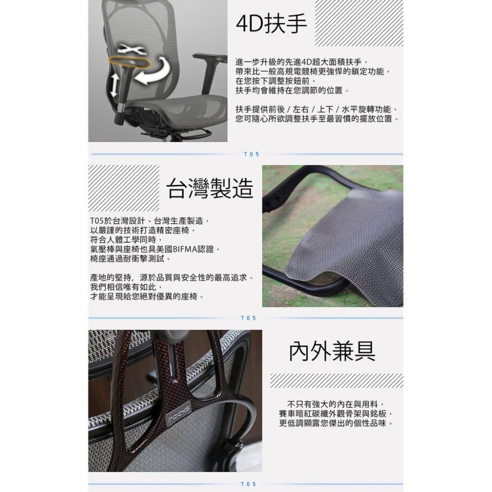 【好禮贈】iRocks T05 人體工學 辦公椅 電腦椅 網椅 菁英黑/霧銀灰/網紅美 艾芮克 光華商場-細節圖7