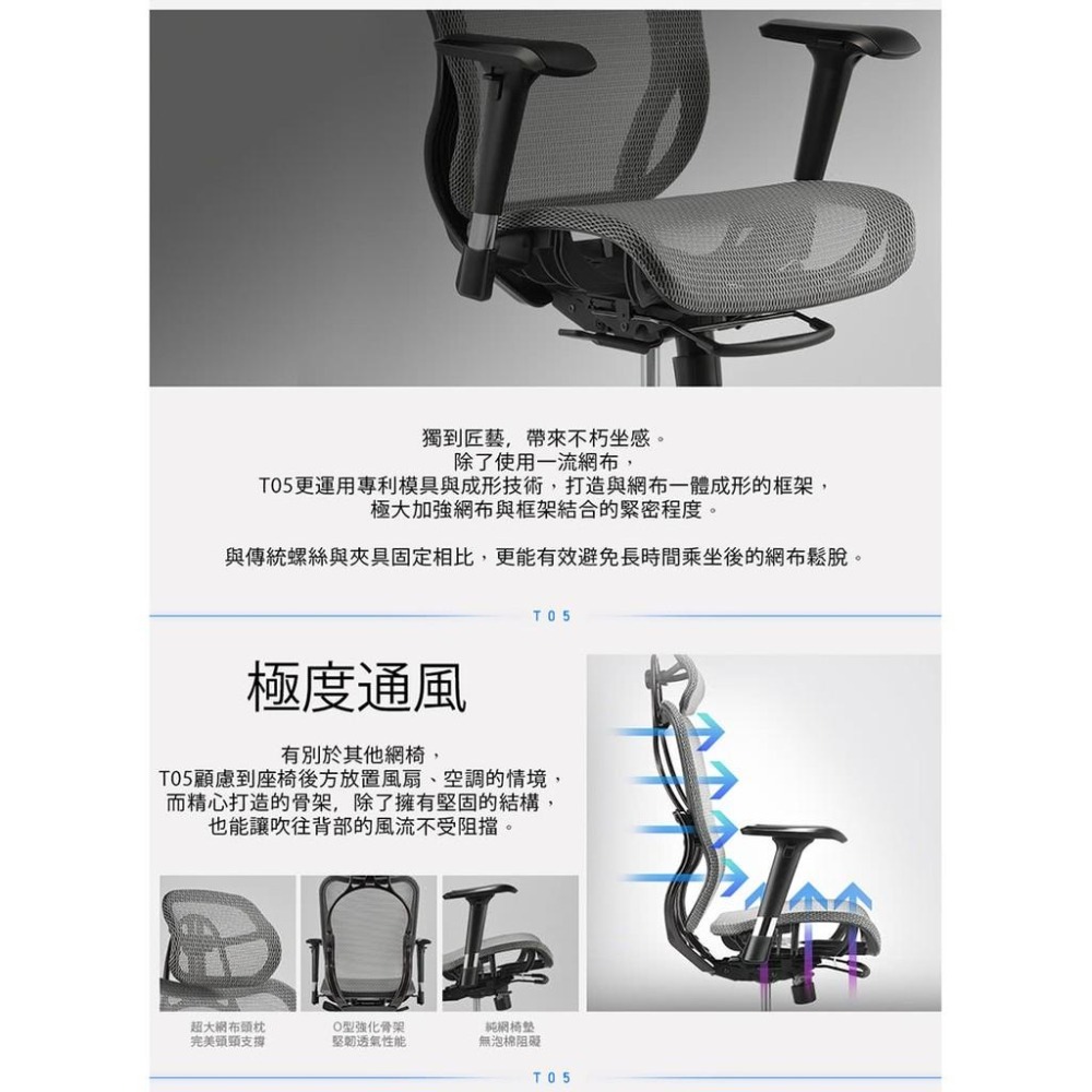 【好禮贈】iRocks T05 人體工學 辦公椅 電腦椅 網椅 菁英黑/霧銀灰/網紅美 艾芮克 光華商場-細節圖5