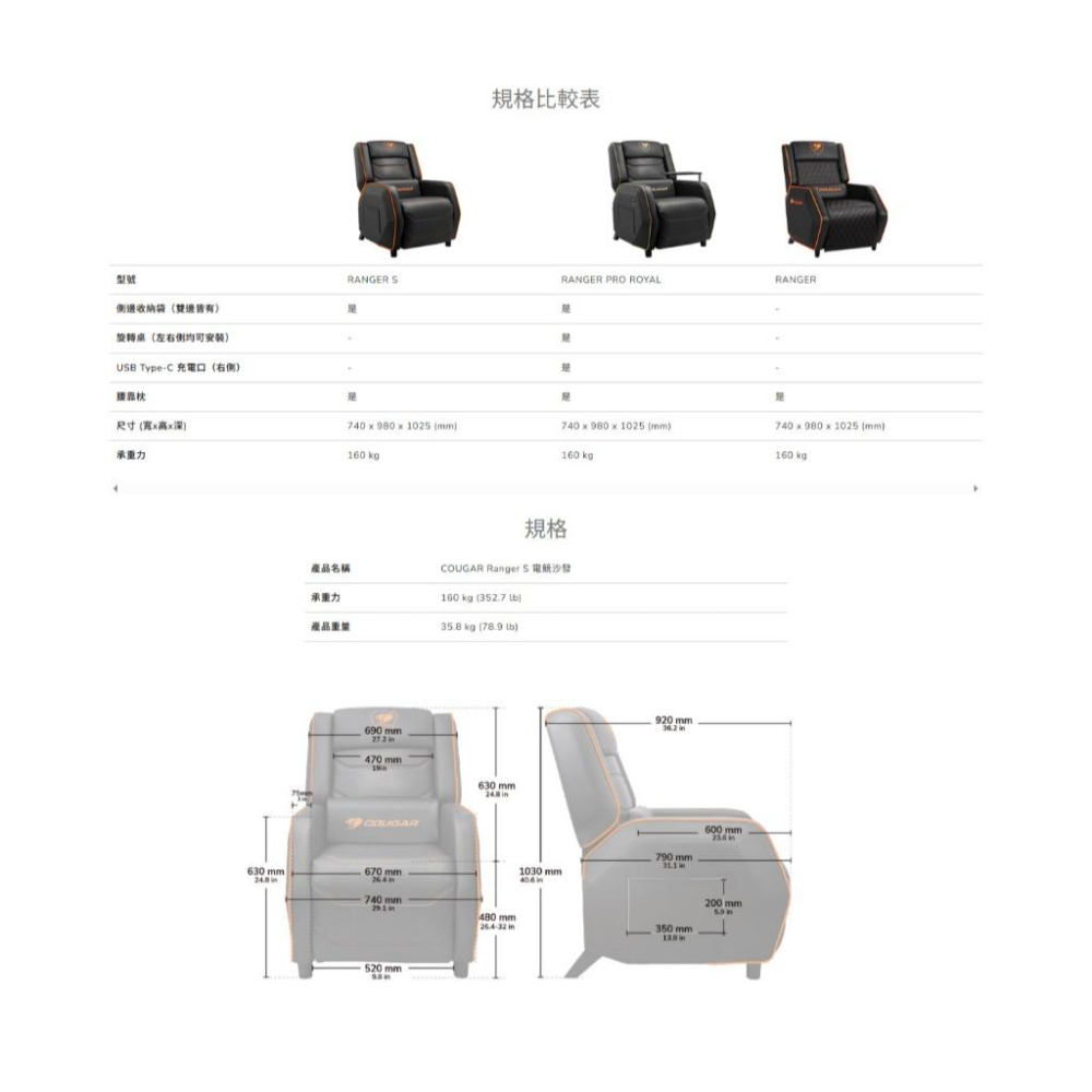 COUGAR 美洲獅 RANGER S 遊戲沙發 電競沙發 美洲獅沙發 電動沙發 搖椅沙發 光華商場 公司貨-細節圖7
