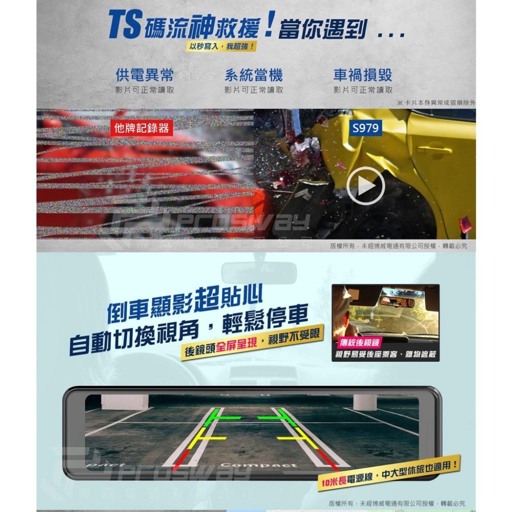 【敲敲話優惠價】HP 惠普 S979 S979W S989W 行車記錄器 雙錄 三錄 電子後視鏡 GPS 測速提醒-細節圖6