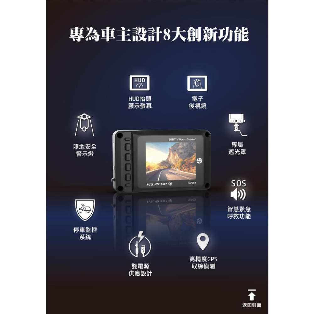 HP 惠普 Moto Cam M680 GPS定位 機車行車記錄器 行車記錄器 雙鏡頭 1080P 防水抗鏽 光華商場-細節圖4