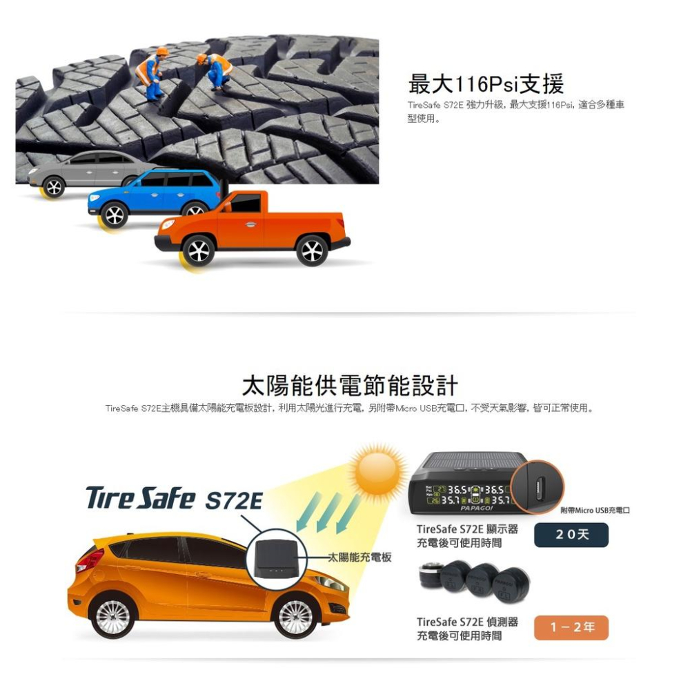 【現貨熱銷】PAPAGO True Safe S72E 太陽能胎外式胎壓偵測器 轎車 休旅車 特定小貨車 光華商場-細節圖4