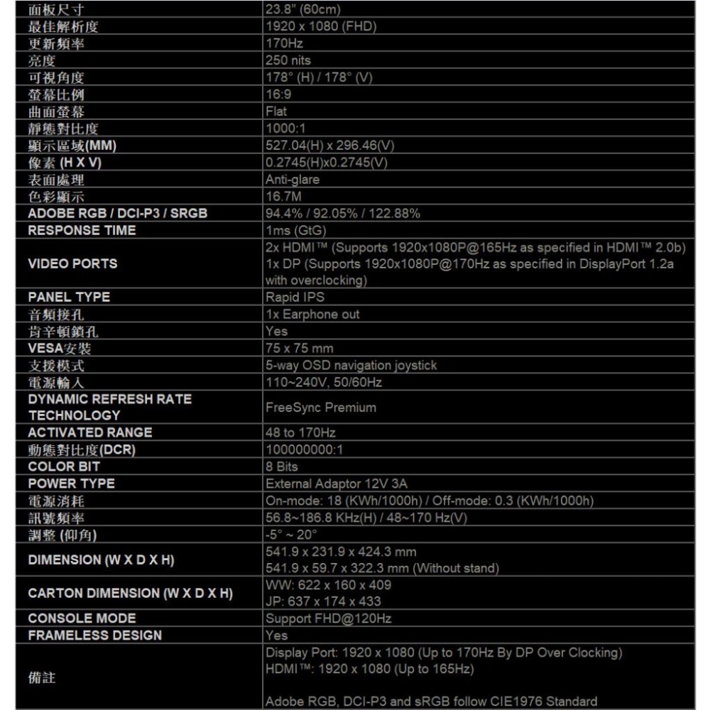 【免運直送】MSI 微星 MSI G244F 電競螢幕 24吋 IPS 170Hz 防閃爍 減藍光 夜視黑平衡 光華商場-細節圖7