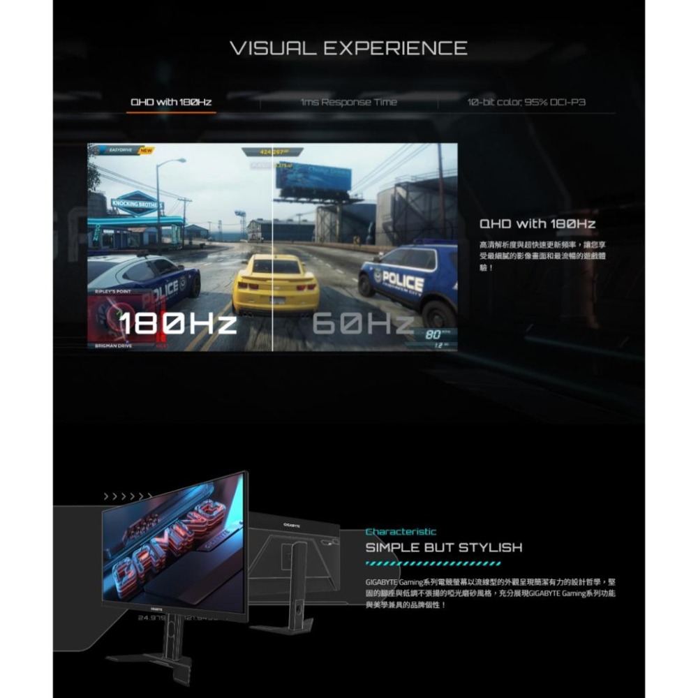 Gigabyte 技嘉 M27QA 27吋 2K 電競螢幕 180Hz／IPS／HDR400／KVM 光華-細節圖4