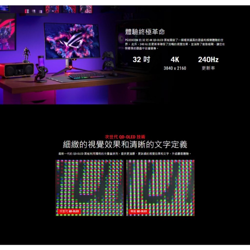 ASUS華碩 ROG Swift OLED PG32UCDM 32吋 4K 電競螢幕 240Hz 光華-細節圖5