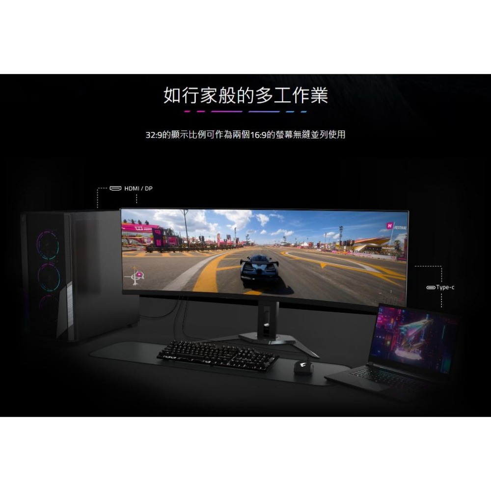 Gigabyte 技嘉 AORUS CO49DQ 49吋 QD-OLED 曲面電競顯示器 0.03ms  電競螢幕 光華-細節圖4