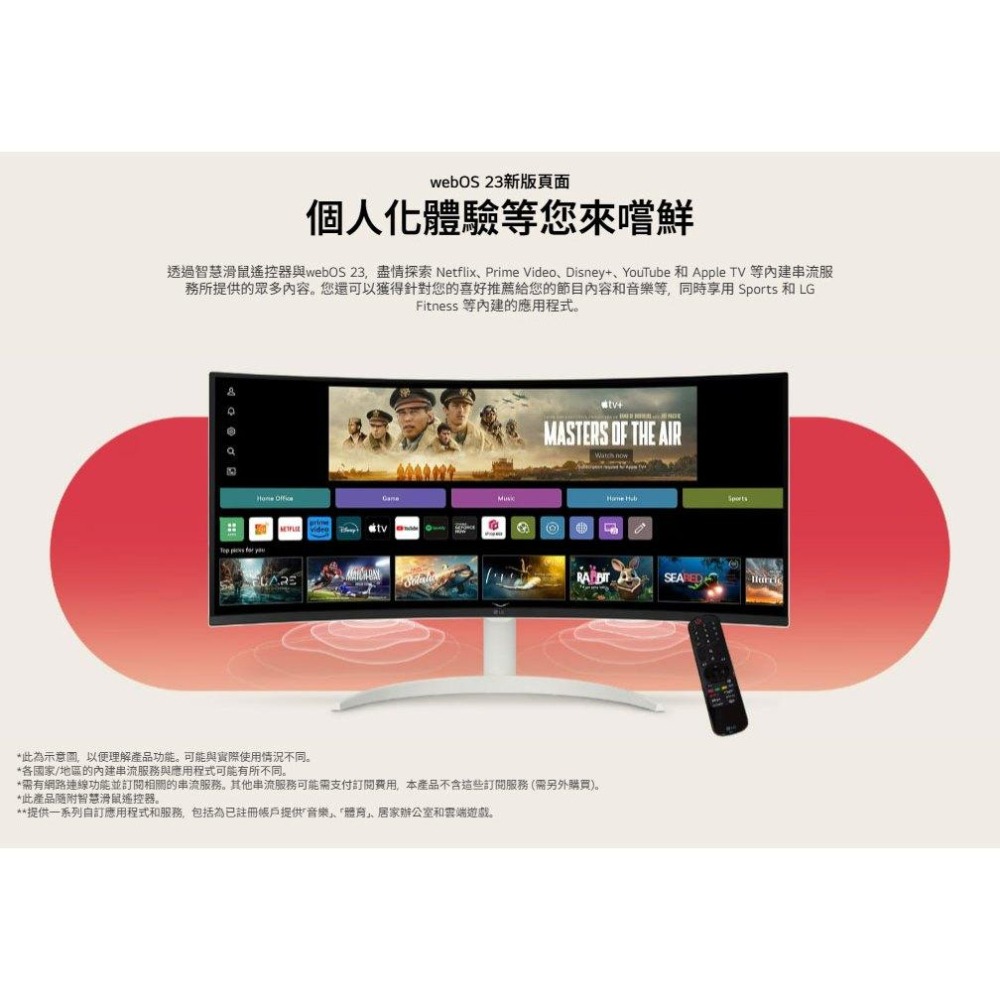 LG 樂金 34SR60QC-W 34吋 2K 曲面智慧螢幕 100Hz／VA／webOS／IoT／1800R 光華-細節圖6