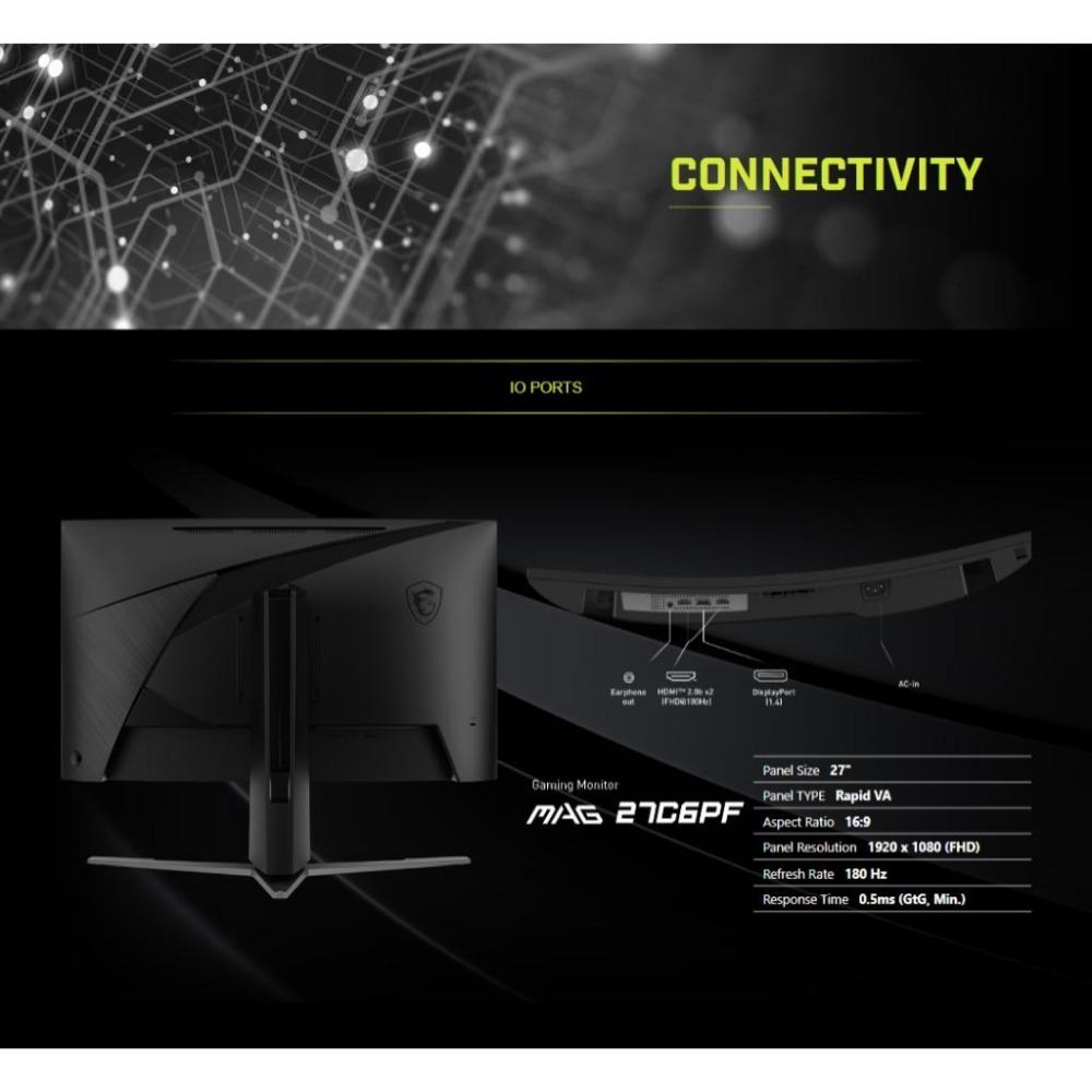 MSI 微星 MAG 27C6PF 27吋 FHD 曲面電競螢幕 180Hz/0.5ms/VA 電競螢幕 光華-細節圖7