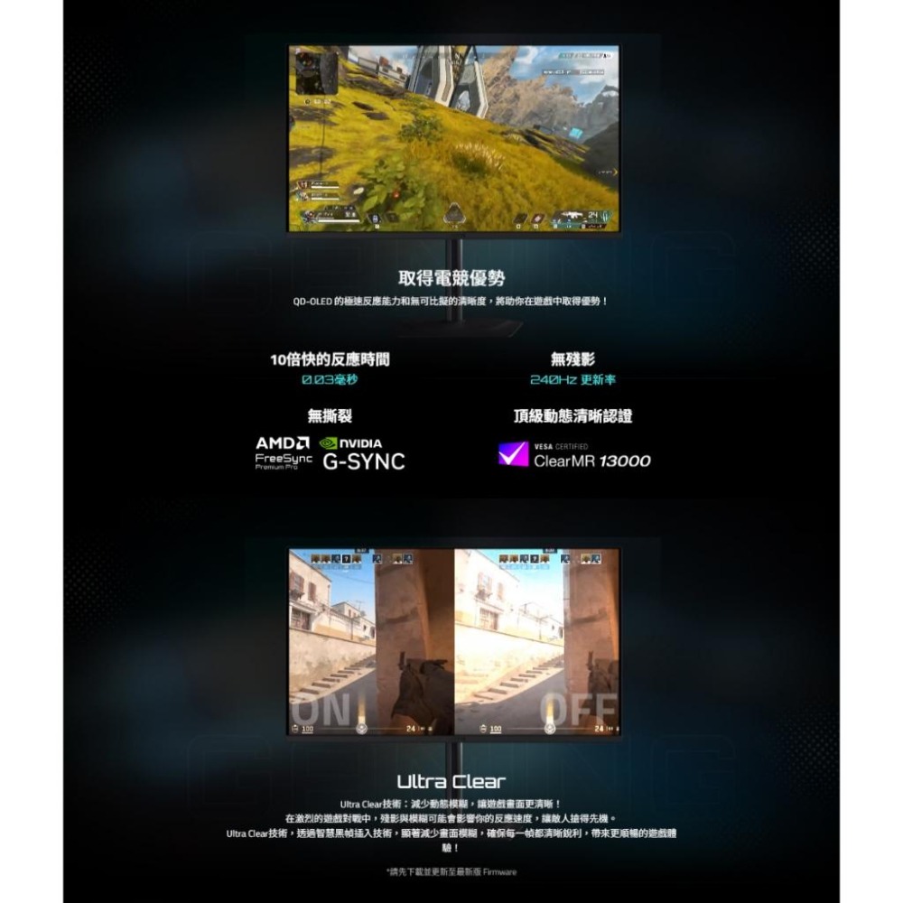 GIGABYTE 技嘉 MO27U2 27吋 4K 電競螢幕 240Hz／QD-OLED／HDR400／0.03ms-細節圖6