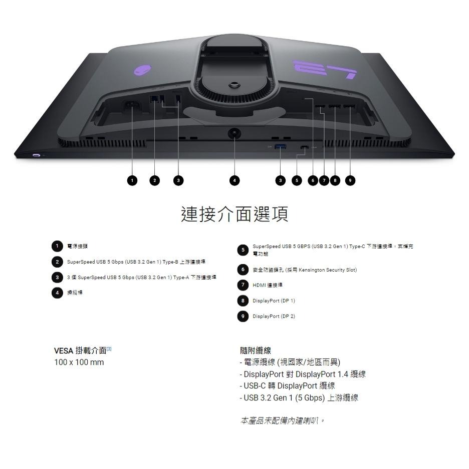 Dell 戴爾 Alienware AW2725DF 27吋 360Hz QD-OLED 遊戲顯示器 電競螢幕 光華-細節圖6