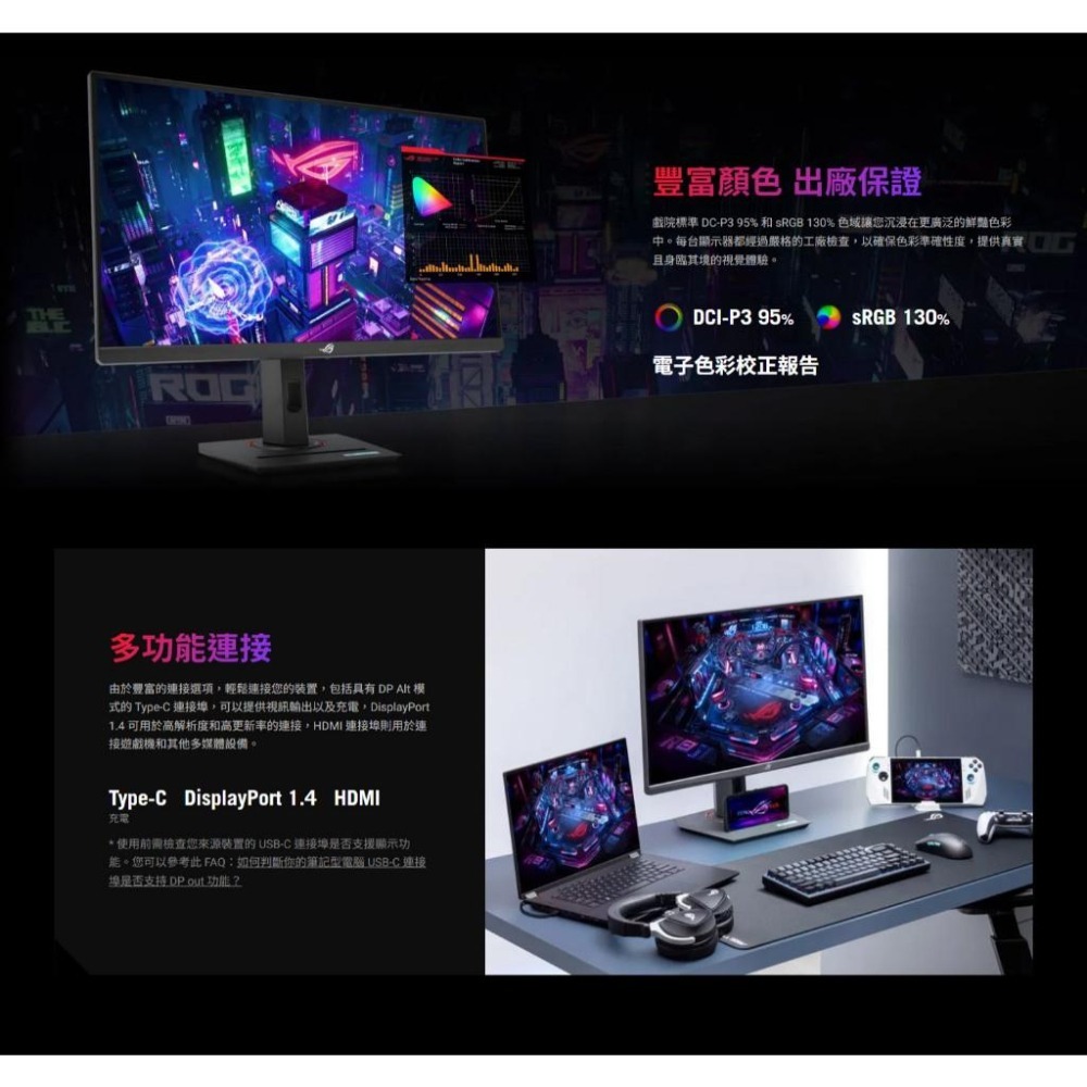 ASUS 華碩 ROG Strix XG32UCG 32吋 4K 電競螢幕 160Hz／IPS／0.3ms／雙模式 光華-細節圖6