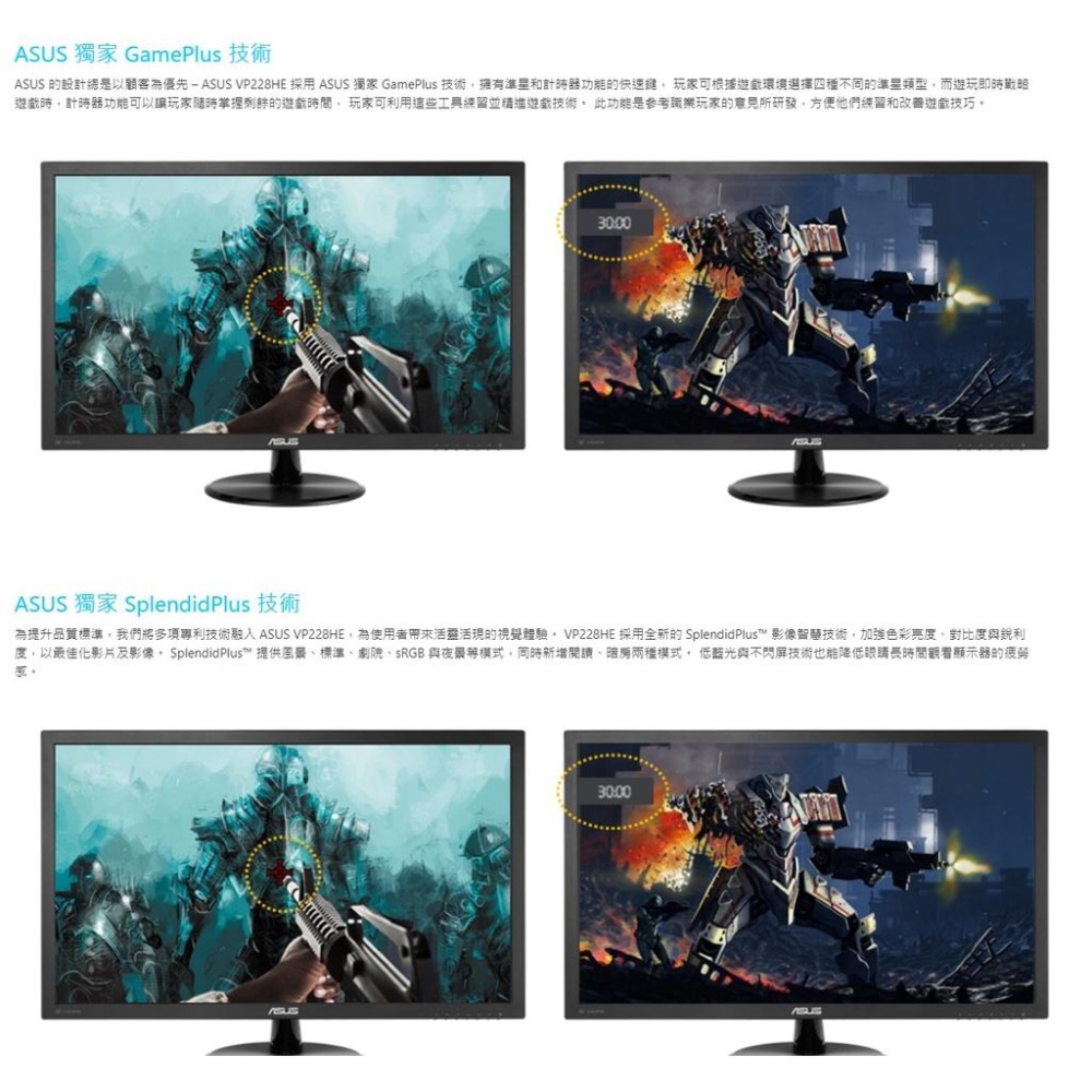 【免運直送】ASUS 華碩 VP228HE 21.5吋 螢幕顯示器 TN 1ms VGA HDMI 光華商場 公司貨-細節圖4