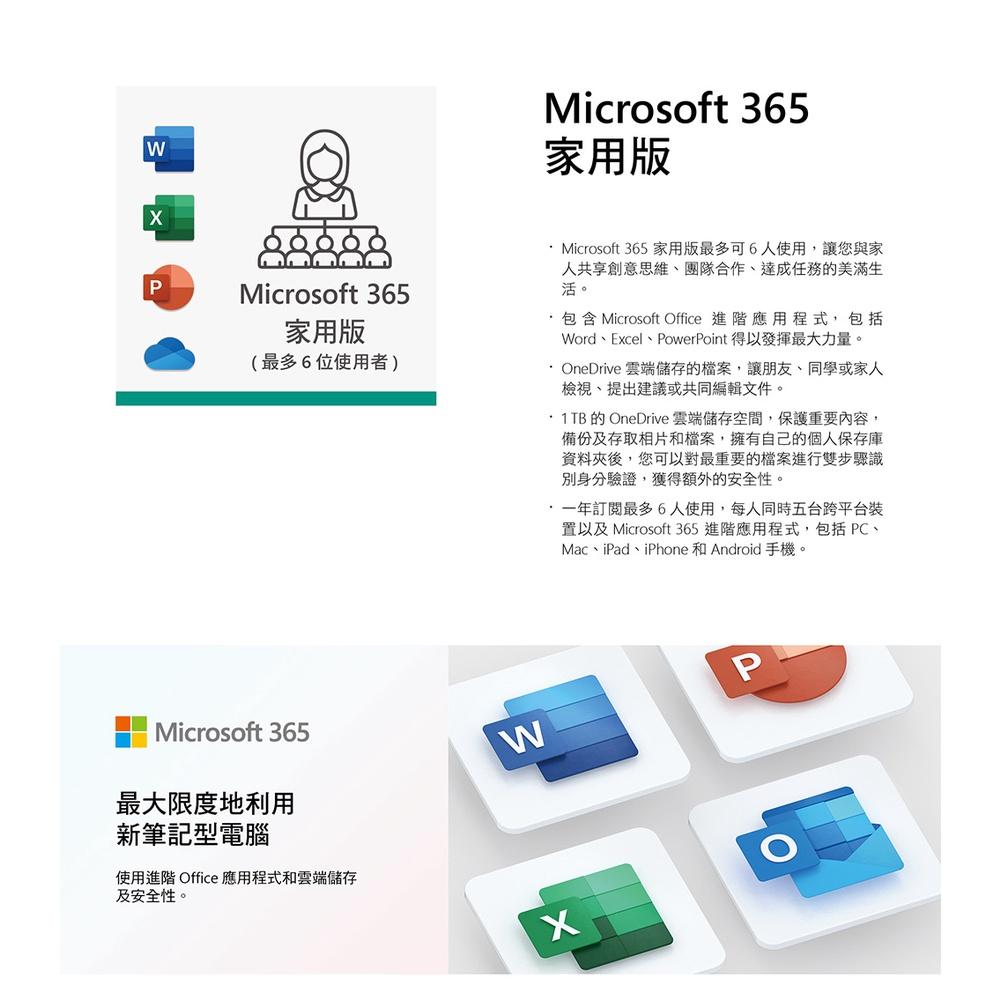 Microsoft 微軟 365 Family P8 1YR 家用版中文盒裝 office軟體 公司貨 光華商場-細節圖3