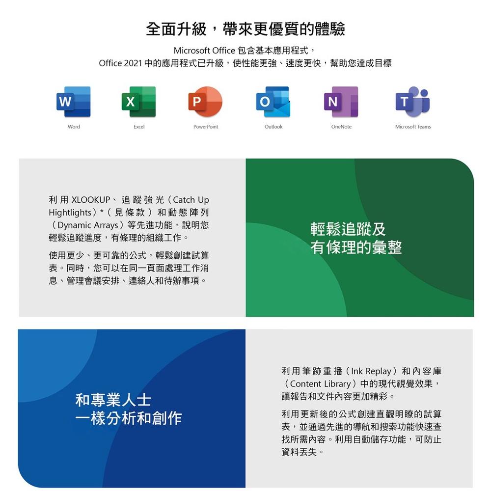 Microsoft 微軟 OFFICE 2021 家用及中小企業版 文書處理 盒裝版 軟體-細節圖5
