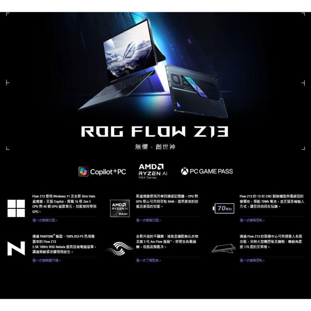 ASUS華碩 ROG Flow Z13 (2025) GZ302EA 13.4吋 電競筆電 AI MAX+395／32G-細節圖3
