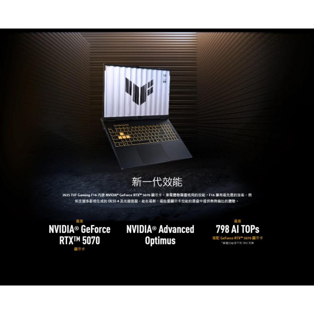 【升級】ASUS 華碩 TUF Gaming F16 (2025) FX608JMR 16吋 電競筆電 i7／5060-細節圖4
