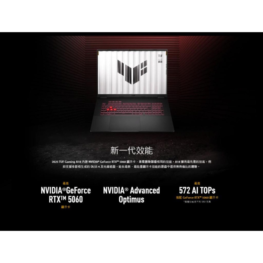 【升級】ASUS華碩 TUF Gaming A18 (2025) FA808UM 18吋電競筆電 R7-260／5060-細節圖4