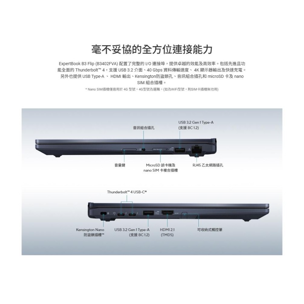 ASUS 華碩 ExpertBook B3 (B3402) B3402FVA 14吋 商用筆電 觸控／C5-120U-細節圖7