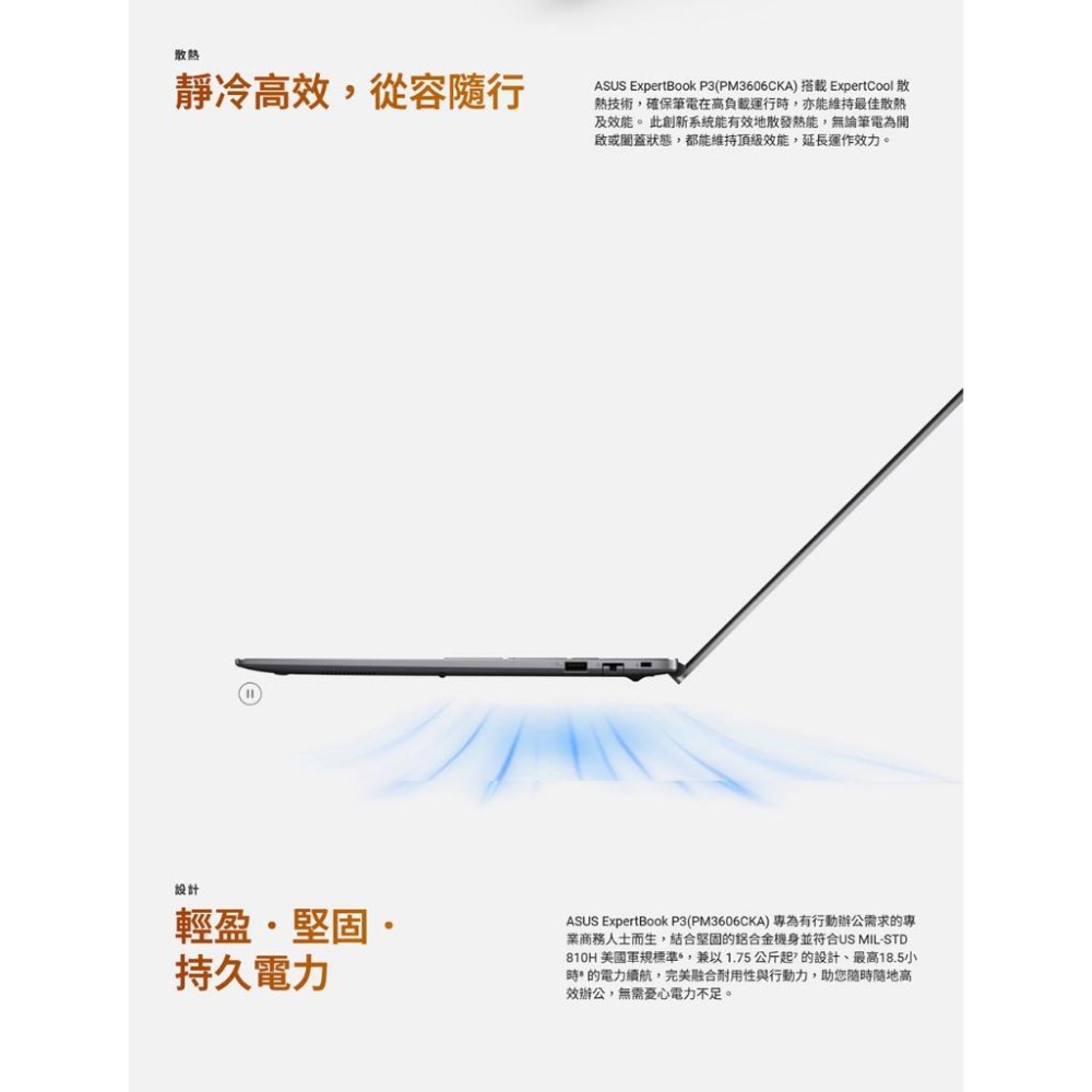 ASUS 華碩 ExpertBook P3 (PM3606) PM3606CKA 16吋 商用筆電 R7-350 光華-細節圖7