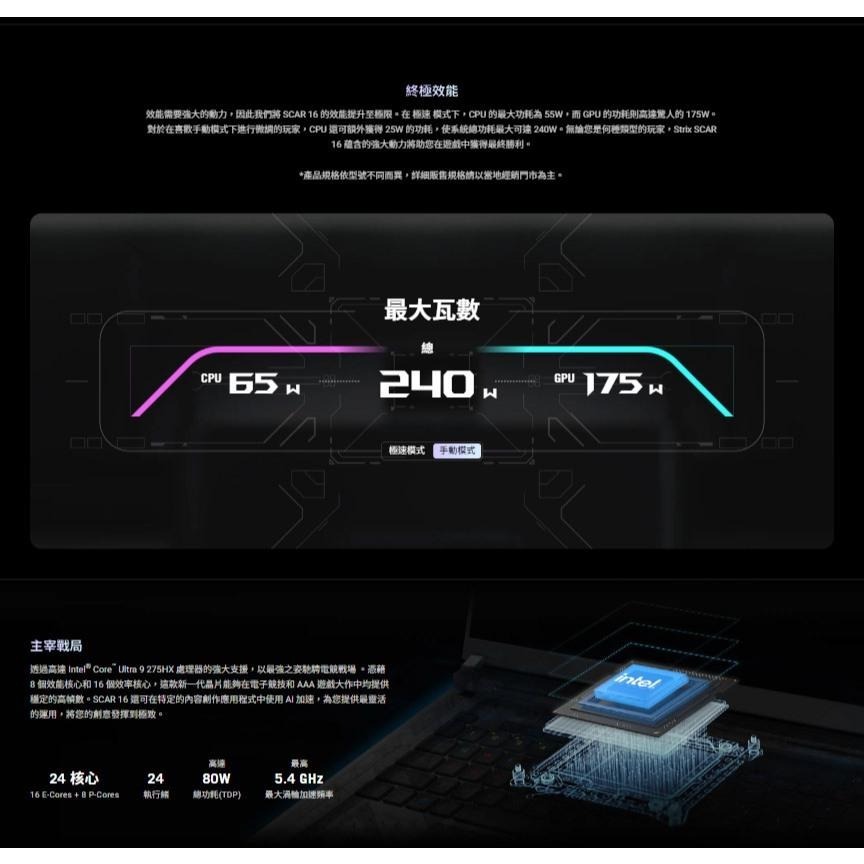 ASUS 華碩 ROG Strix SCAR 16 (2025) G635LR 16吋 電競筆電 U9／5070Ti-細節圖5