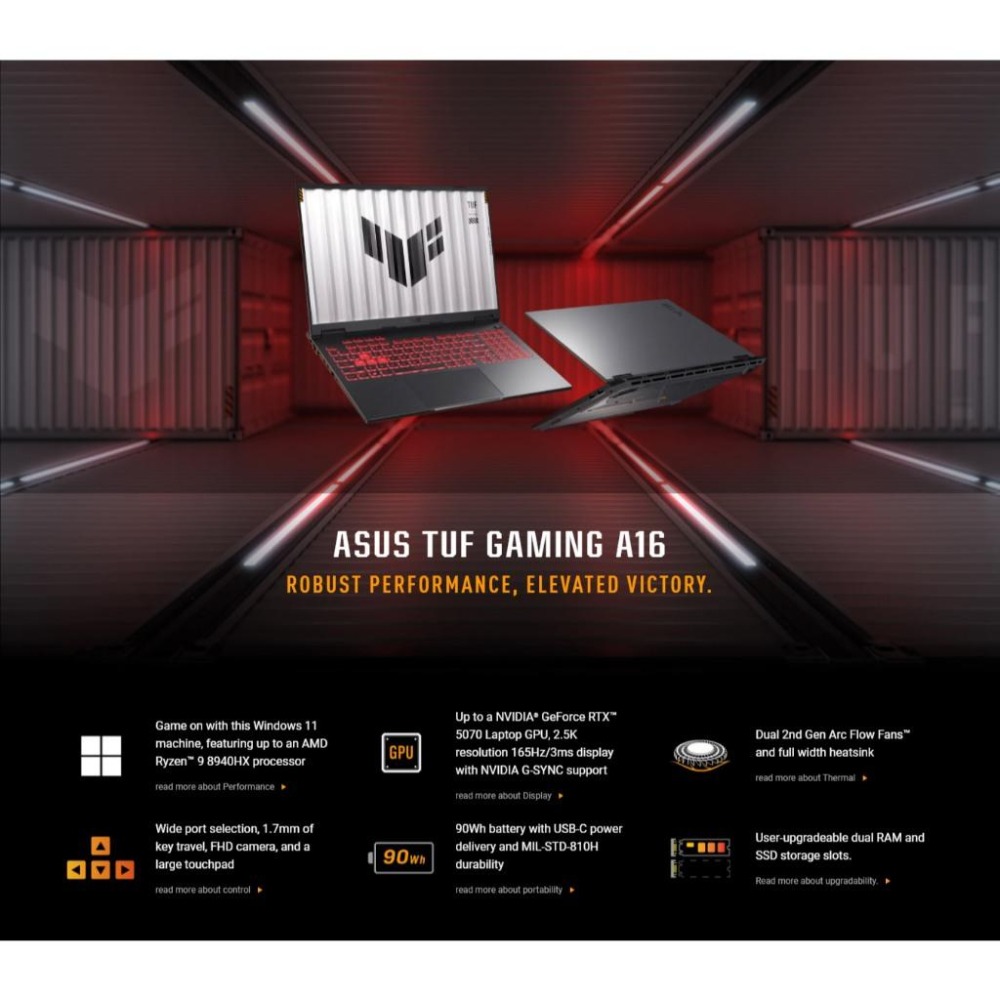 ASUS華碩 TUF Gaming A16 (2025) FA608PP 16吋 電競筆電 R9-8940HX／5070-細節圖3