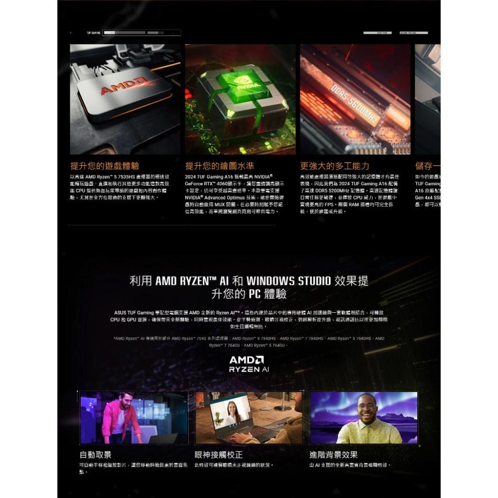 ASUS 華碩 TUF Gaming A16 (2024) FA607NUG 16吋 電競筆電 R7／4050 光華-細節圖5