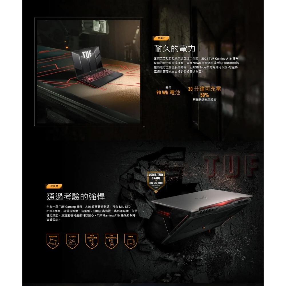 ASUS 華碩 TUF Gaming A16 (2024) FA607NUG 16吋 電競筆電 R7／4050 光華-細節圖7