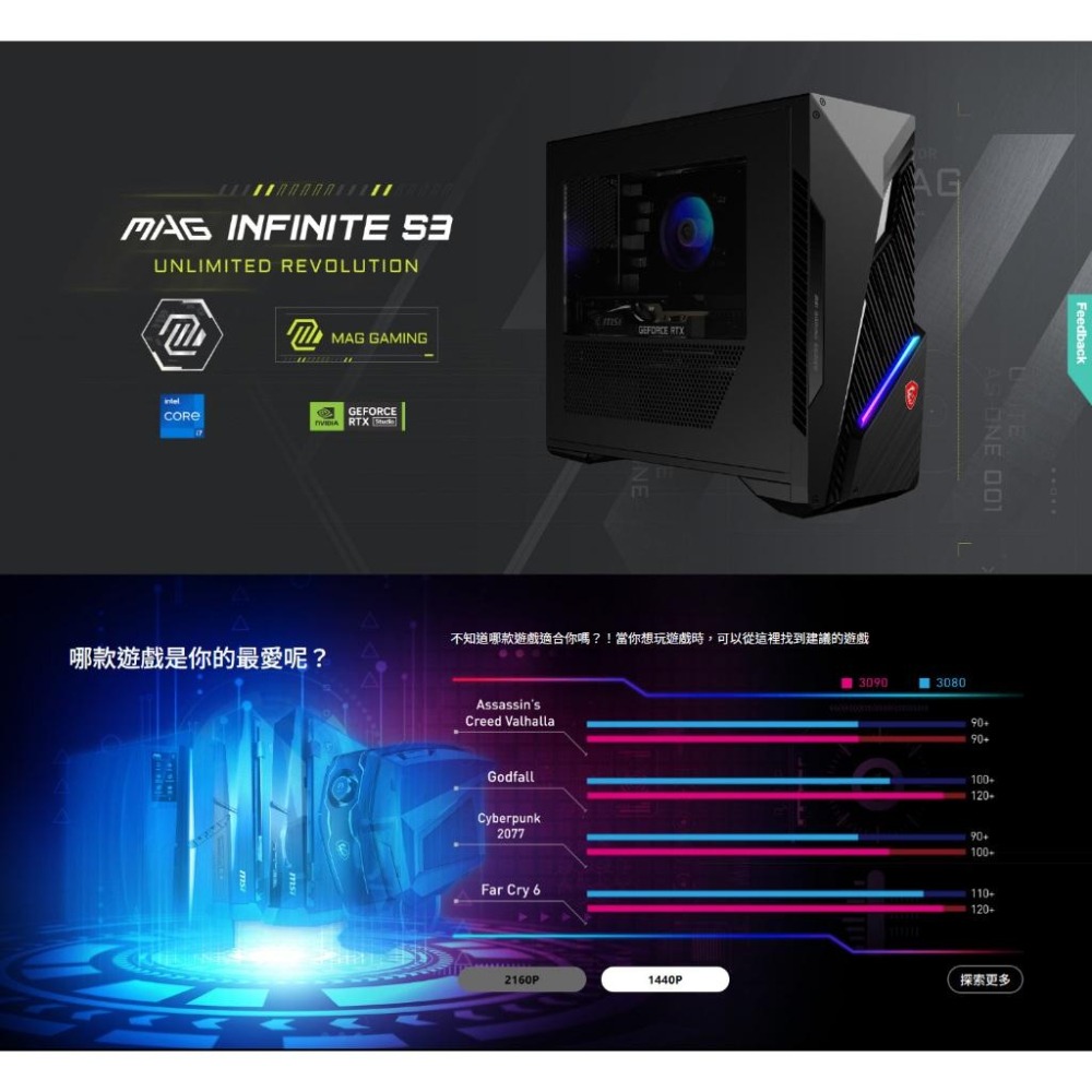 MSI 微星 MAG Infinite S3 13th 獨顯電競桌機 RTX4070 13NUE-691TW 光華-細節圖4