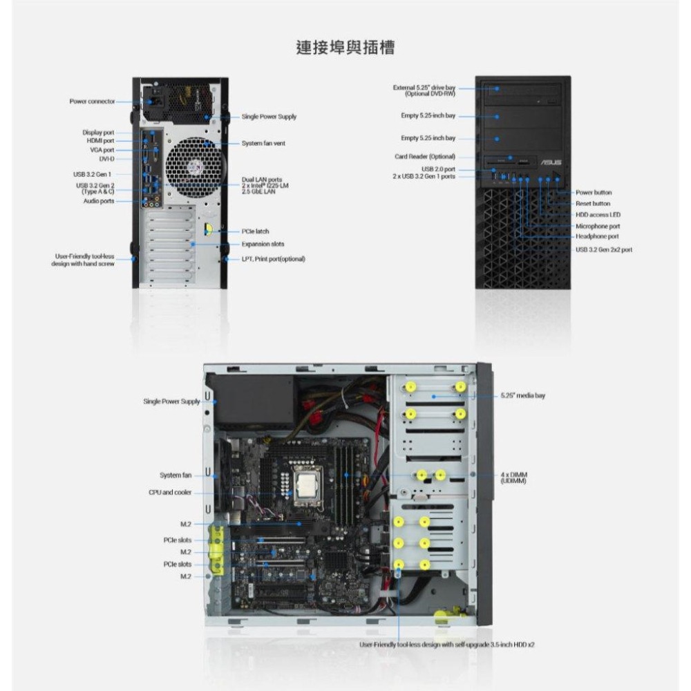 ASUS 華碩 WS760T 工作站電腦 I9-14900K／16G／2TB+1TSSD／DVD／CRD 光華-細節圖8