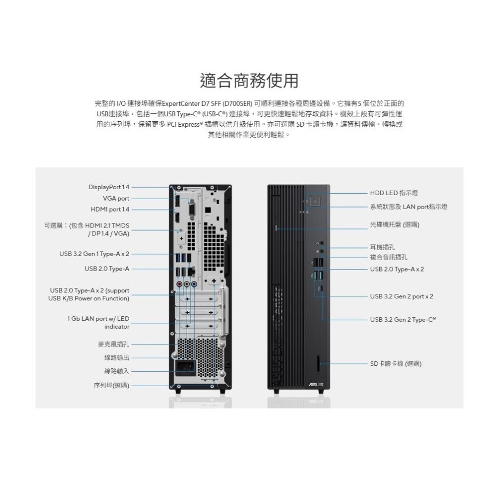 ASUS 華碩 D700SER 桌上型商用電腦 I5-14500/16G/1T+512G/CRD/DVDRW 光華-細節圖8