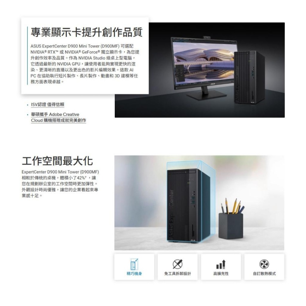 ASUS 華碩 D900MF 桌上型電腦 U9-285/16G*2/1T+1T SSD/CRD/DVD/WIN11Pro-細節圖7