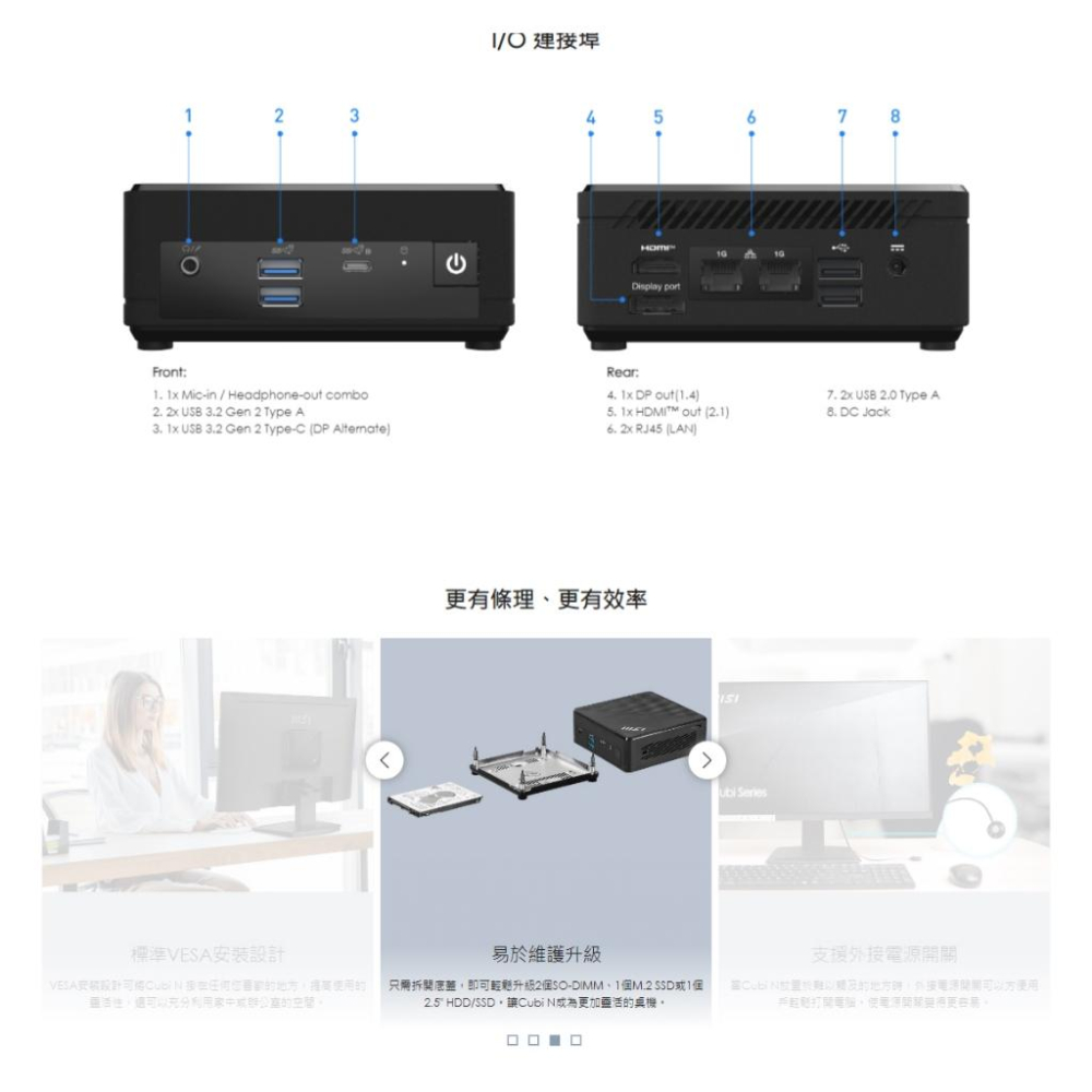 MSI 微星 Cubi N ADL-036TW 迷你主機 N100/4G/128G/Win11 Pro 迷你電腦 光華-細節圖8
